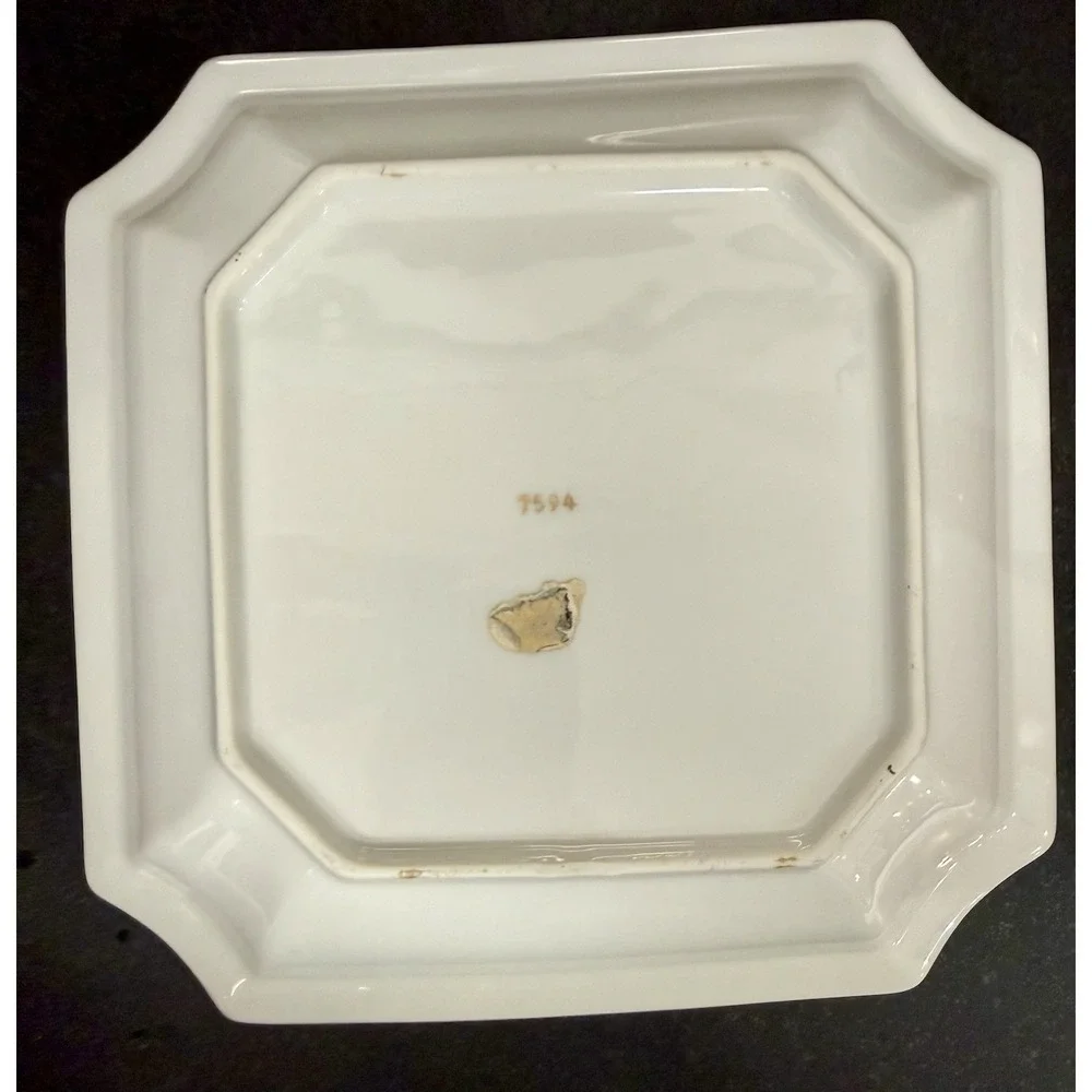 Vintage American Eagle Cobalt Blue Gold Square Dish Plate 8